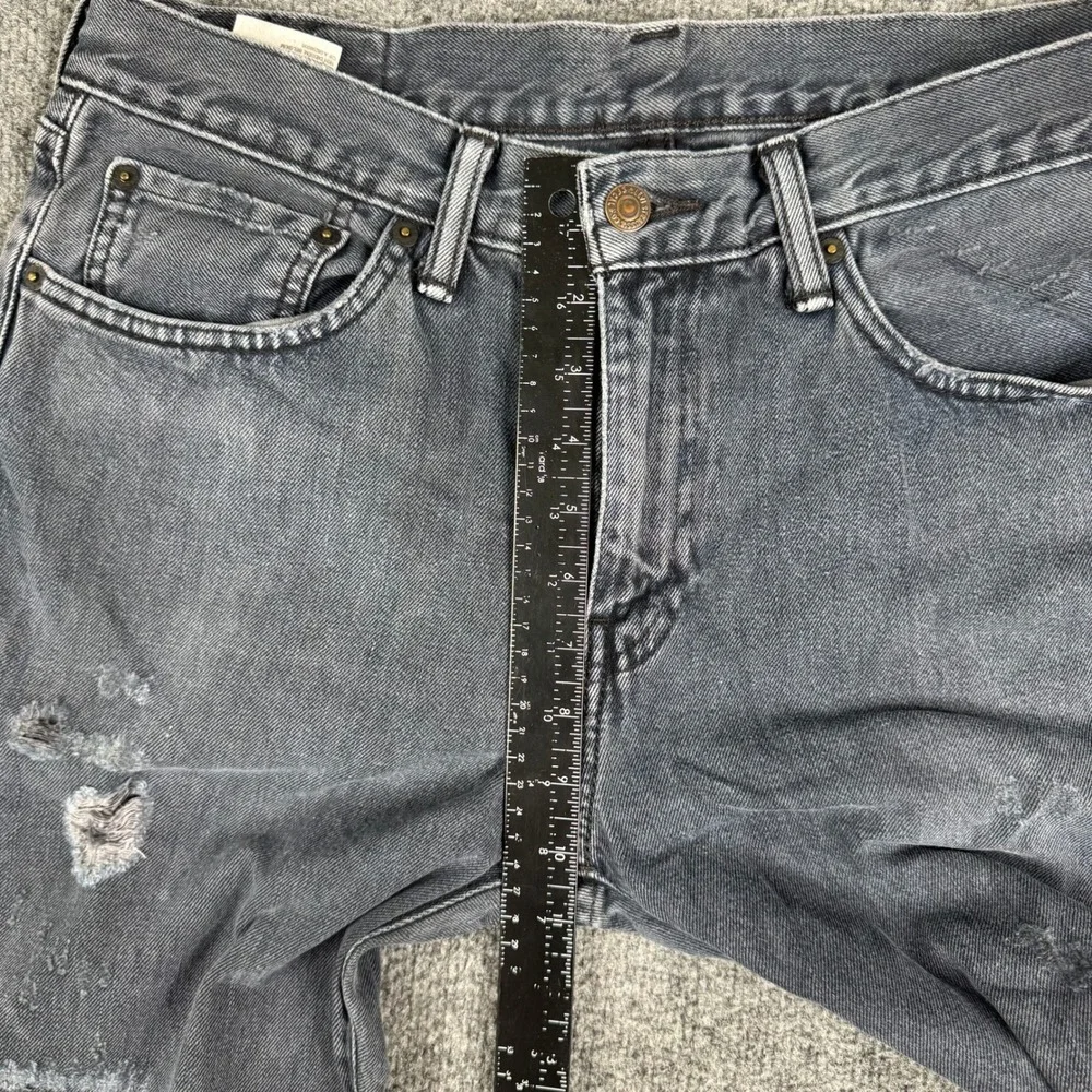 Levi's 501 Jeans Mens Size 33x30 Black Distressed Ripped Knee Straight Leg Denim
